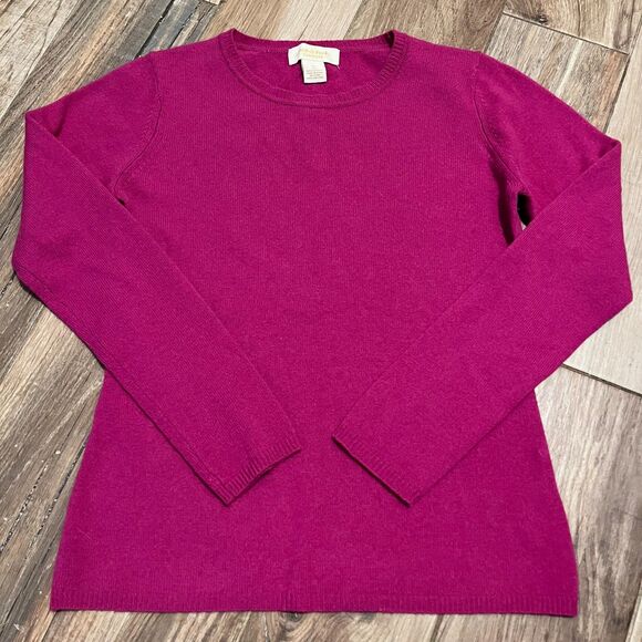 Peck & Peck 100% Cashmere Fuschia Womens Sweater Pullover Medium EUC - Picture 2 of 6